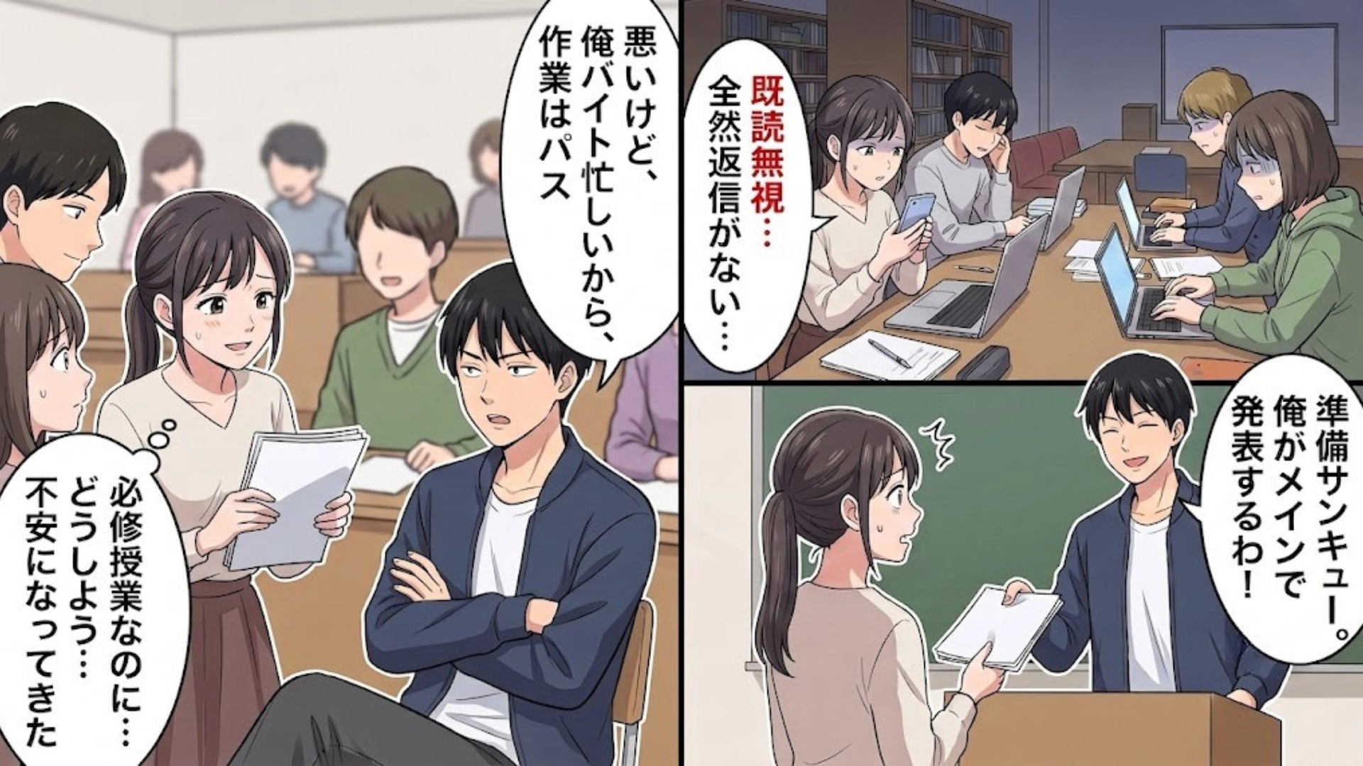 【大学】「俺がメインで発表する」作業に一切参加せず、サボっていた同級生。当日【まさかの事態】に...！？・前編