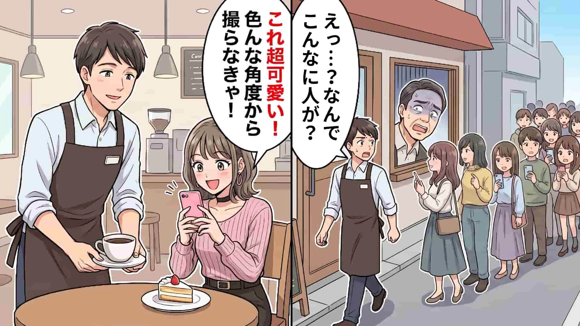 【バイト】いつも静かなカフェに“突然の大行列”！？店長と私が大パニックに陥った、【予想外の出来事】とは…！・前編
