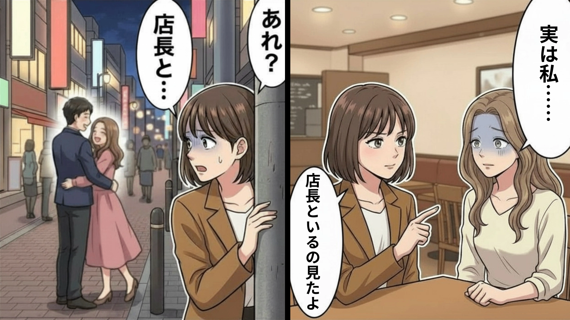 休日に彼女持ちの店長とバイト仲間の“デート現場”を目撃。主人公が見てしまった【信じられない光景】とは...！